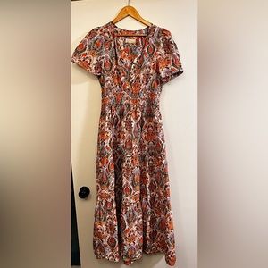 Anthropologie Somerset Dress Size Large Pink, Blue, Yellow, Orange Lattice